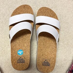 Reef White Cork Slide Sandals